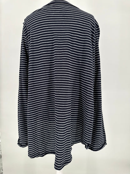 Umgee Navy and White Striped V Neck Top