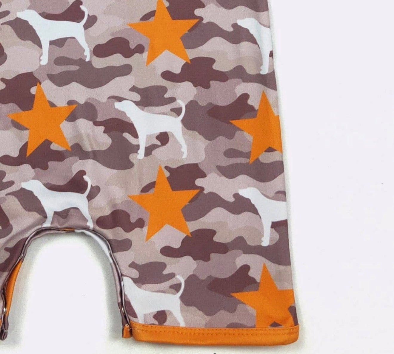 CCSS Camo Smokey Dog and Orange Star Romper