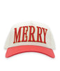 Ivy's Gifts & Boutique SSMC MERRY holiday cap with adjustable snapback, featuring festive red and white design.