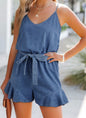 Blue Jean Romper with Ruffle Hem