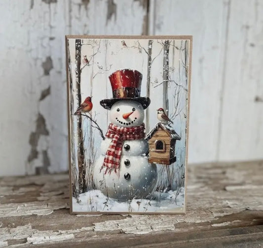 Snowman with Birdhouse Sign