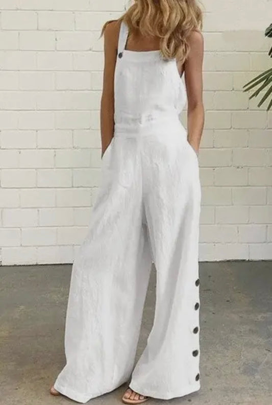 Urban Casual style Baggy Overalls with Button Detail