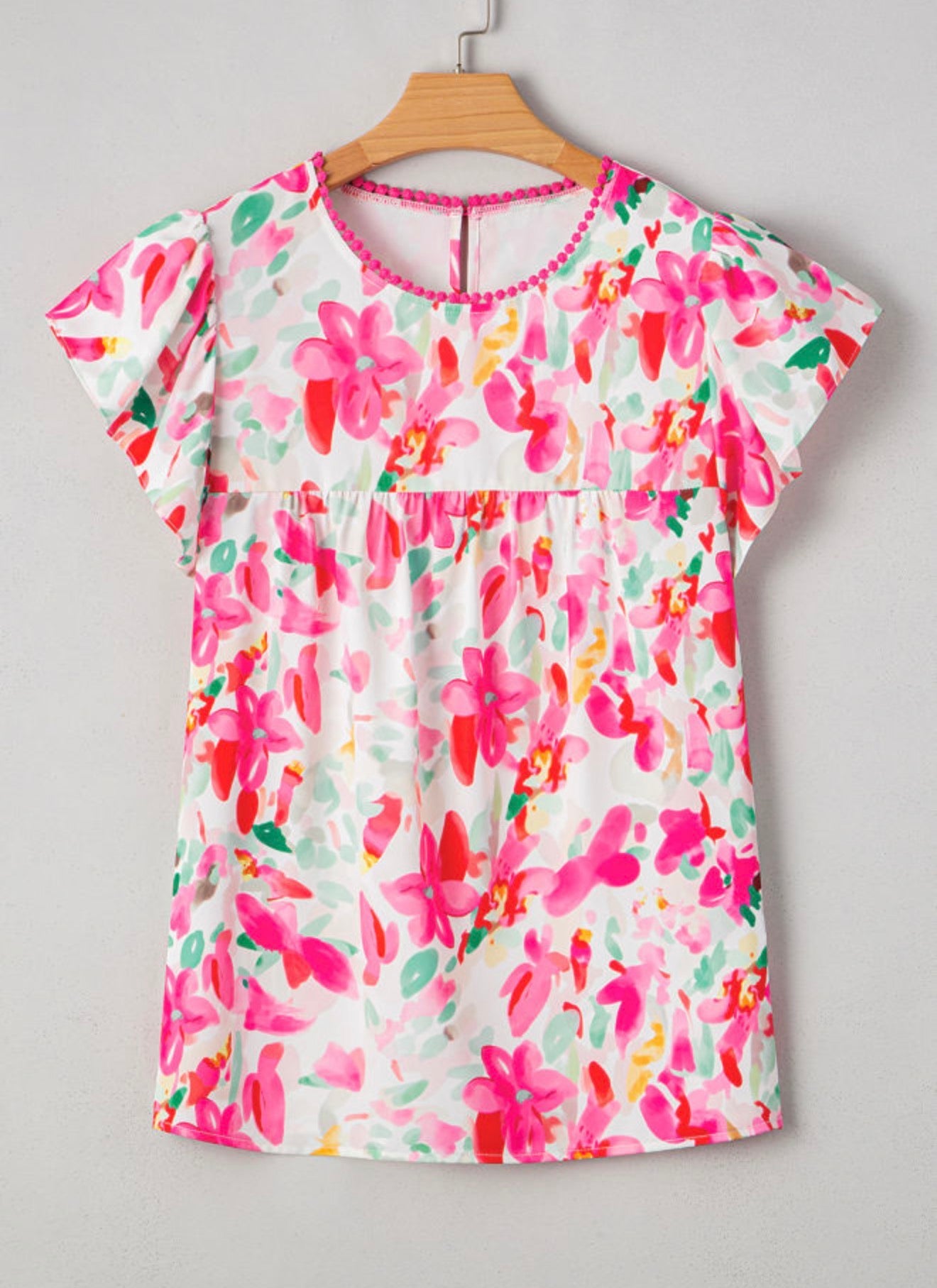 ML5 Bright Floral Print Short Sleeve Blouse