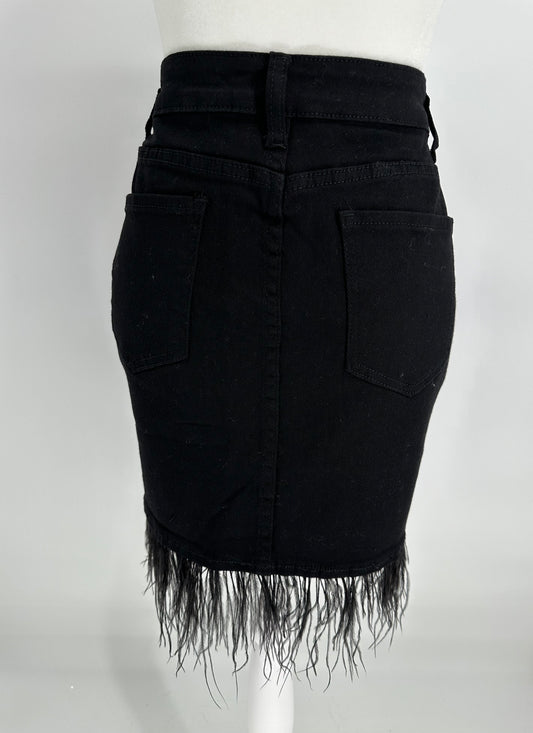 Black Mini Skirt with fun “feather” fringe