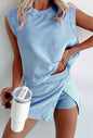 Light Blue Acid Washed 2 piece Skort Set