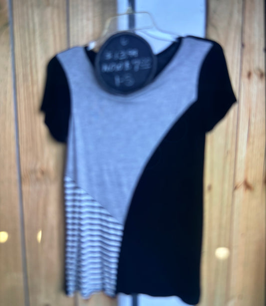 Black and white stripe patchwork design top