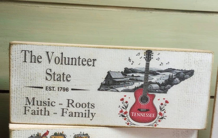 The Volunteer State Wooden Block Sign