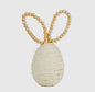 Ivory Basket Rope Wrapped Egg with Wooden Beaded Ears