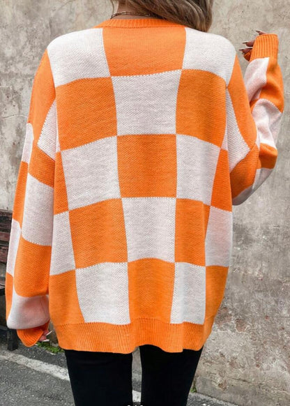 Orange and White Oversized Sweater