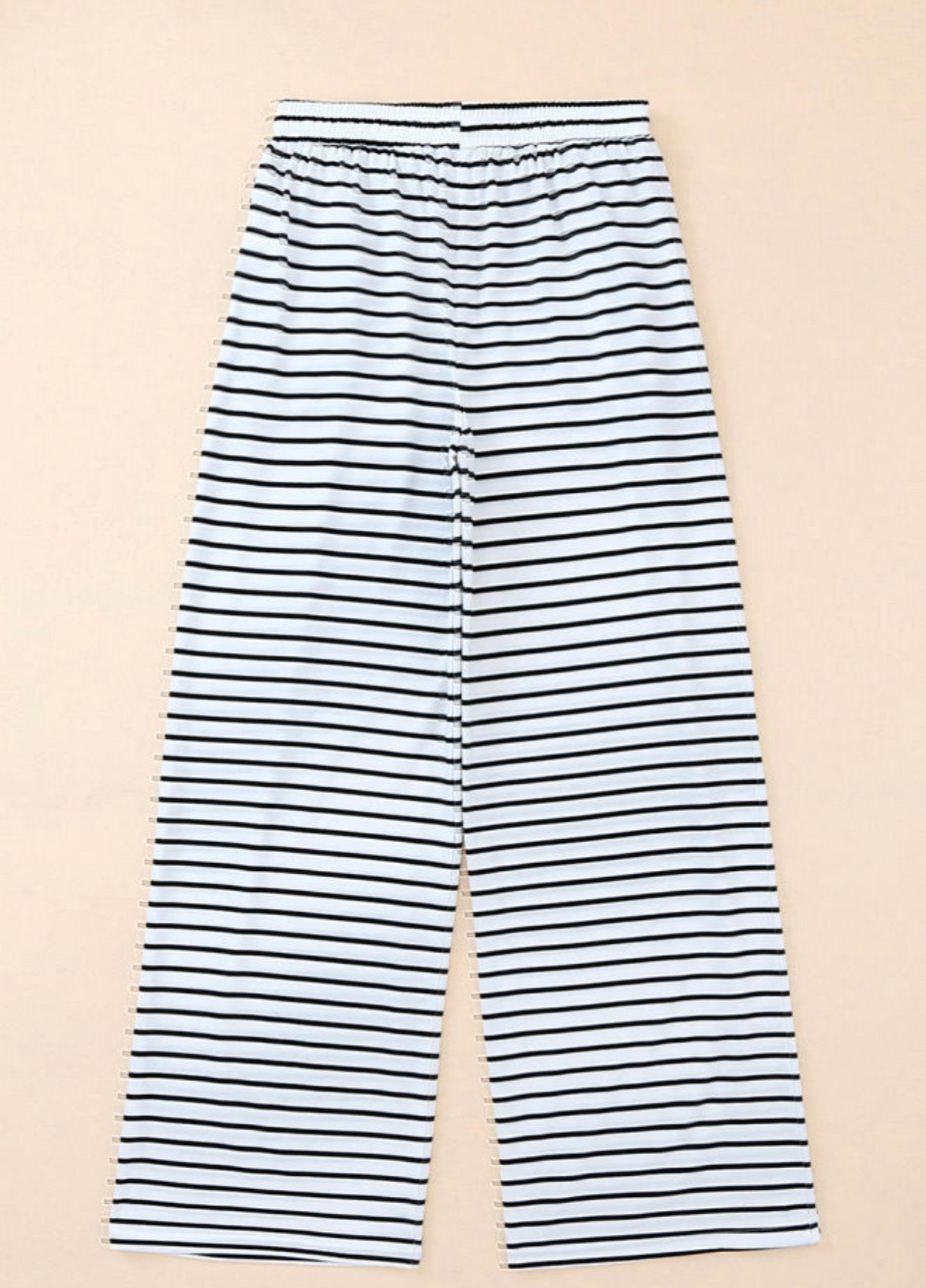 Black and White Stripe Drawstring Pants