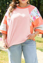 Orange and Peach Floral Block Style Top