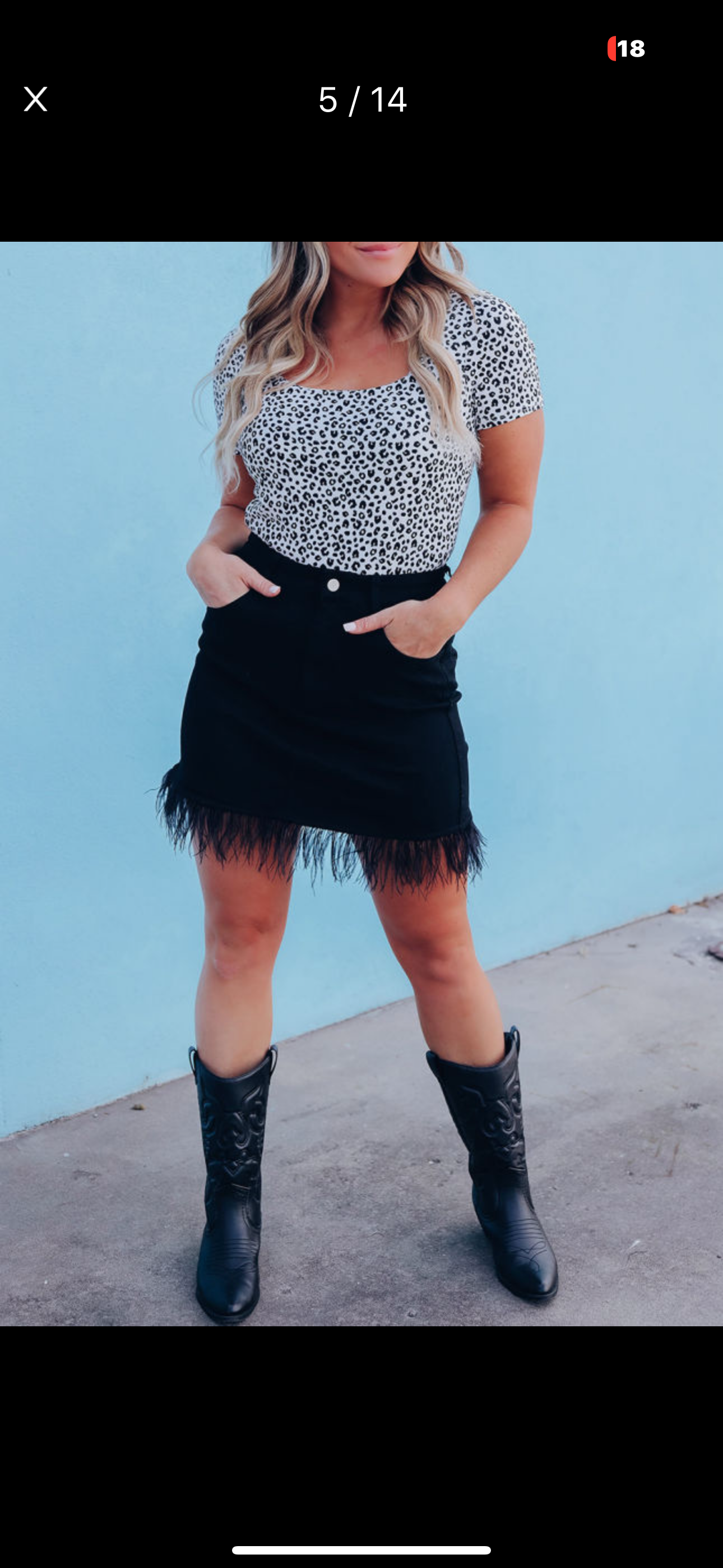 Black Mini Skirt with fun “feather” fringe