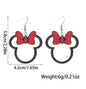 Minnie Mouse Style Earrings with Red Bow