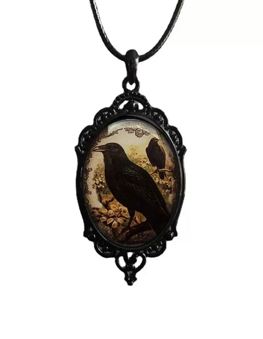 Black Crow Halloween Necklace