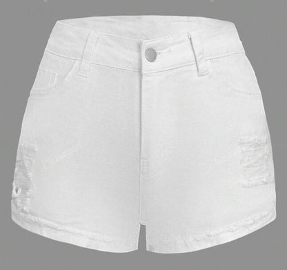 White Denim Slightly Distressed Shorts