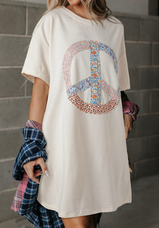 PEACE sign T-Shirt Dress