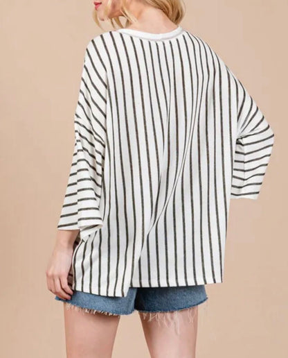 ML33 Striped 3/4 Length Sleeve Top
