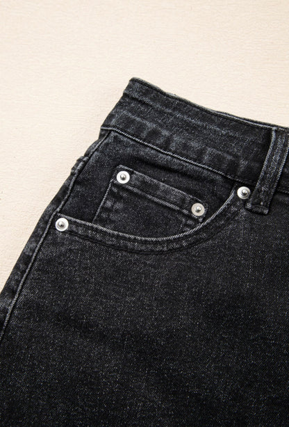 Mineral Washed Black Denim Mini Skirt