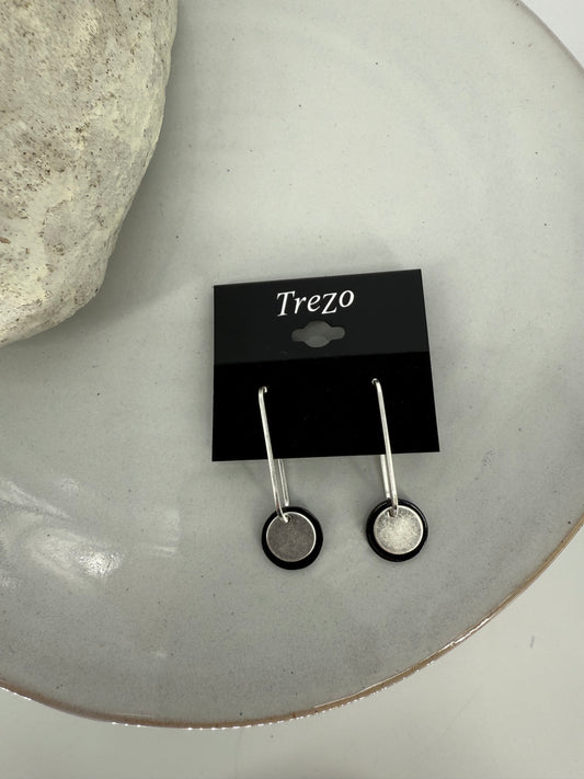 Trezo Silver and Black Disc Conversion Earrings