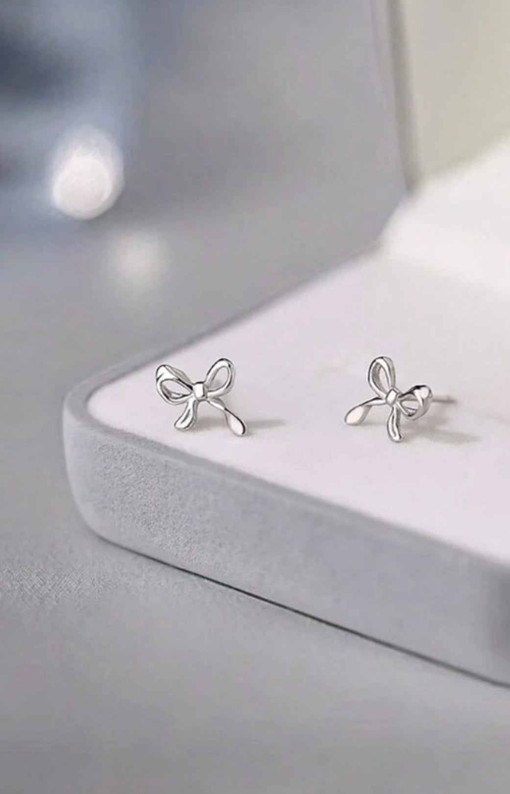 Silver Bow Earring