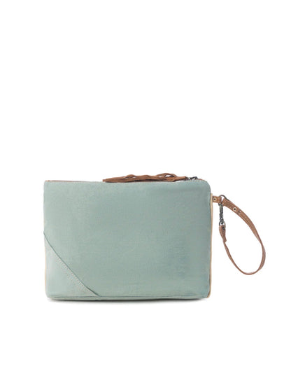 MY6 Fontaine de Parfums Design Pouch Bag with Wristlet Strap and Tassel Detail Zip Closure and Open outer Pockets