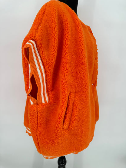Orange and White Fleece Oversized Vest