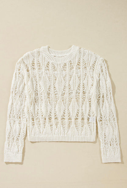 A37 Ivory Loose Woven Summer Sweater - Ivy's Gifts & Boutique