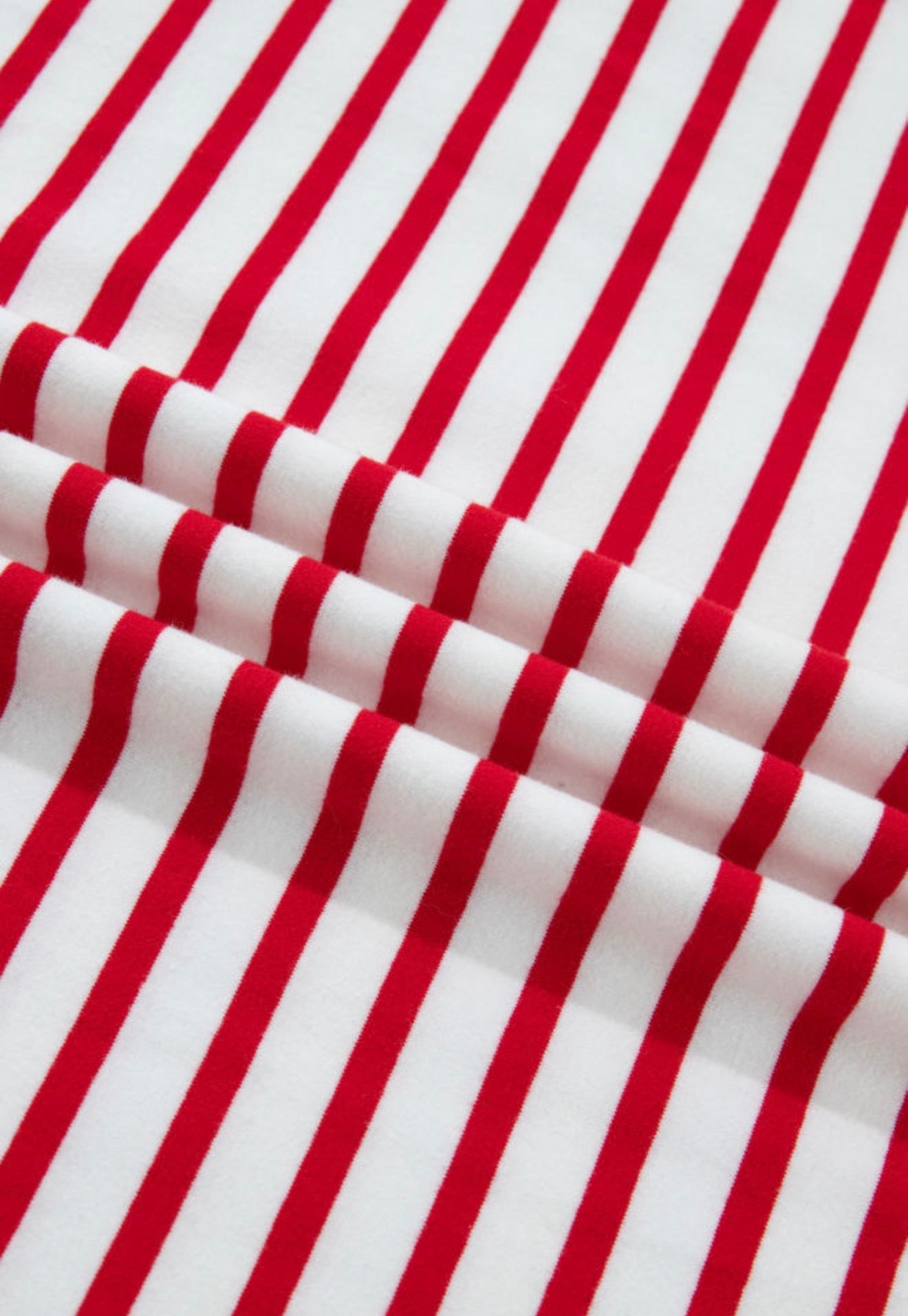 PP22 Red and White Stripe Short Sleeve Top with Scalloped Edge Sleeve Hem and Neckline