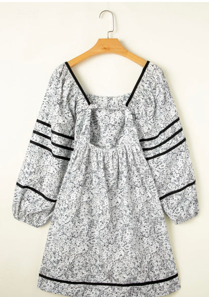 Black and White Tiny Flower Printed Dress