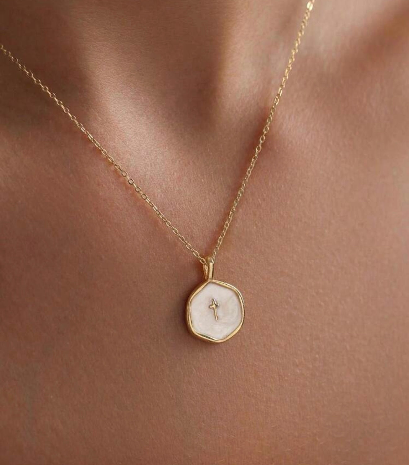 Ivory Enamel Cross Necklace