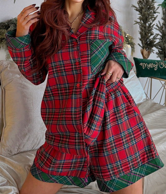 Tartan Plaid 2 Piece Christmas Pajama Set