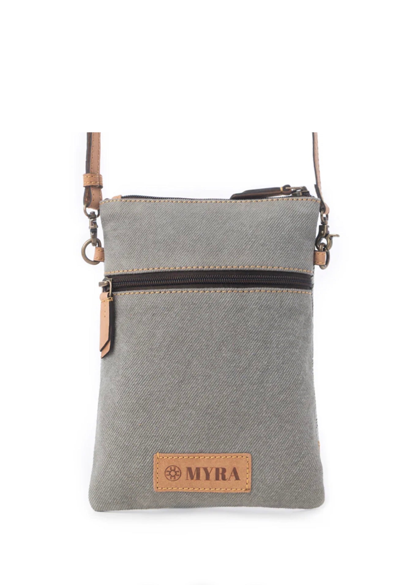 MY? Flower Horse Trail Small Crossbody Bag with Exterior Zip Pocket and Adjustable Leather Strap