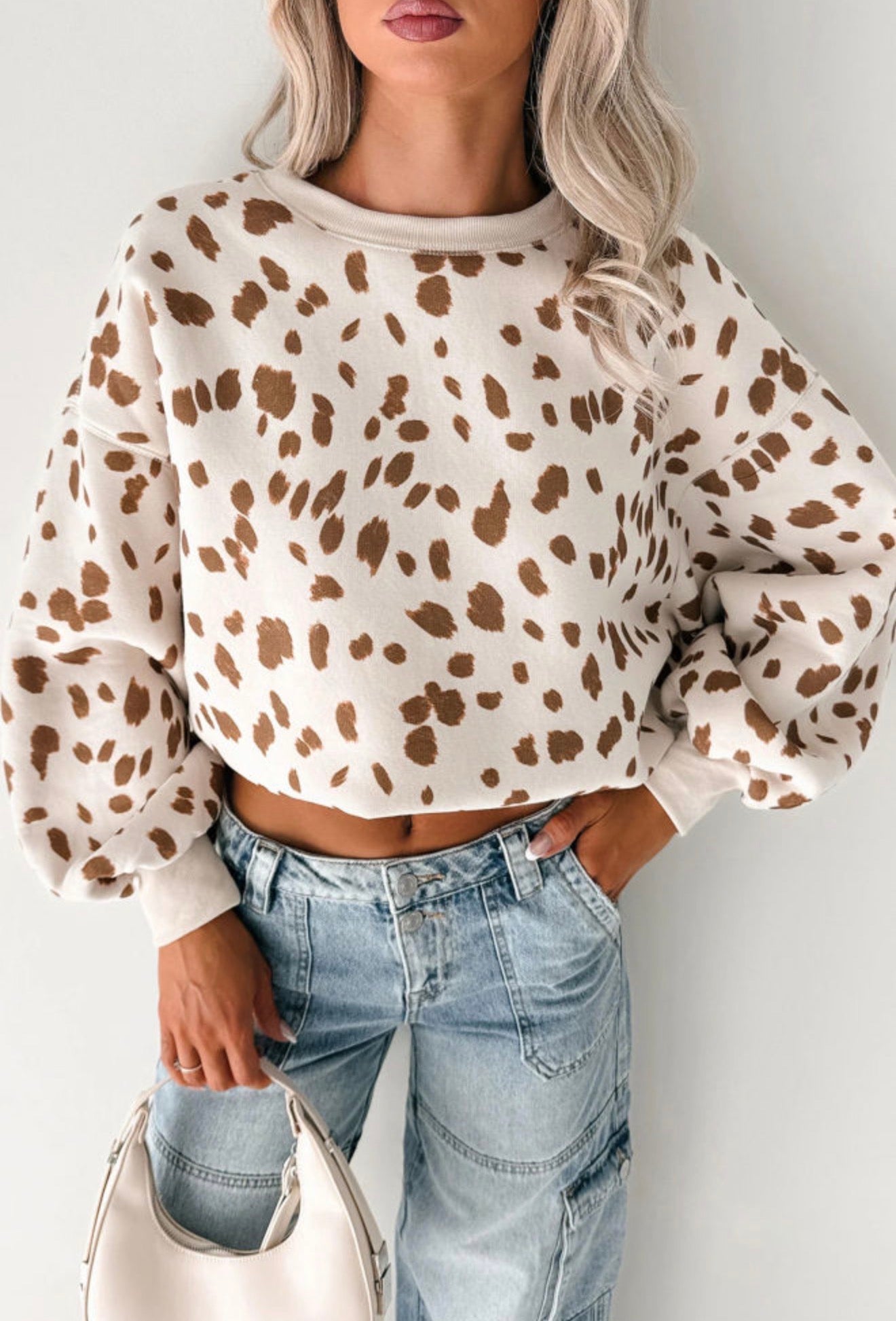 MLCP Cow Print Long Sleeve Top
