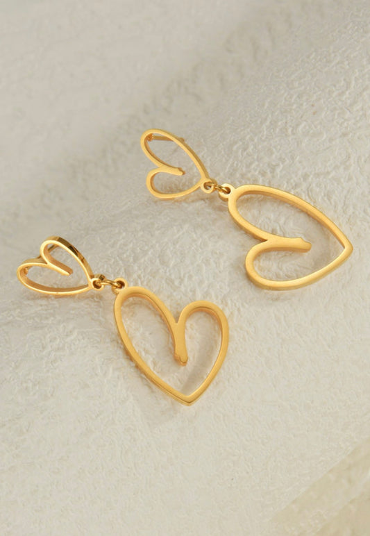 A28 Gold Dangle Heart Earrings - Ivy's Gifts & Boutique
