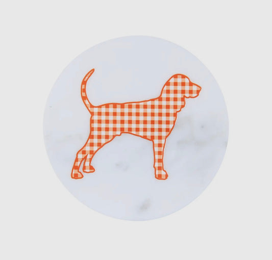 Smokey Dog Checker Board Design Marble Coaster