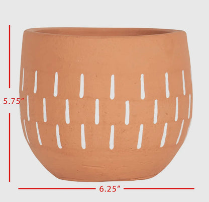 Terracotta Planter with White Tic Mark Accents