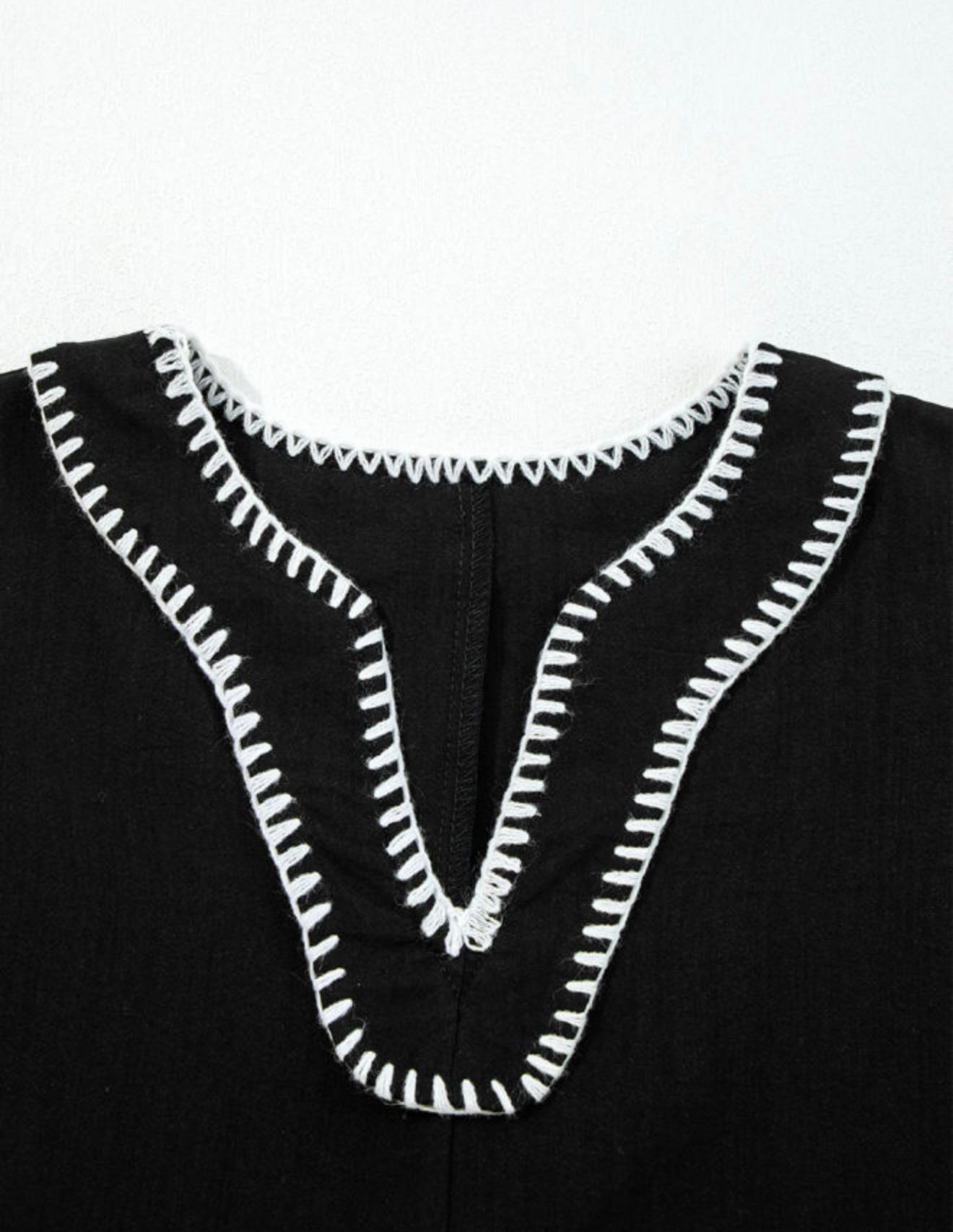 Black Dress with White Accent Stitching