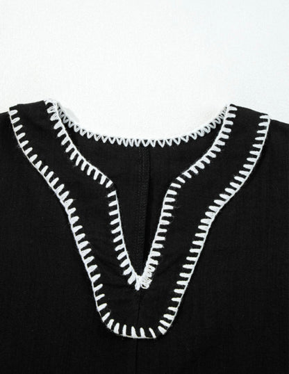 Black Dress with White Accent Stitching