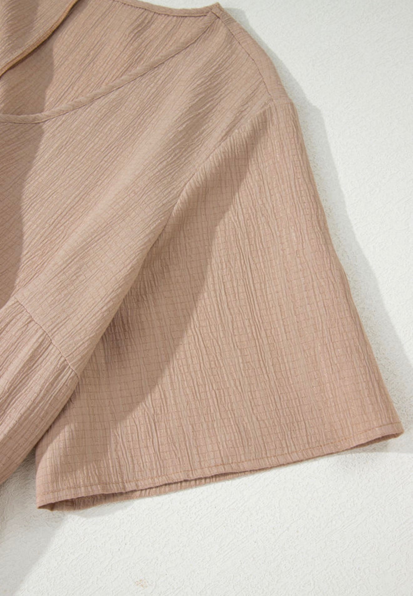 PP16 Dark Khaki Textured Fabric Short Sleeve Dress with Pockets and Flattering Thin Elastic Waist Band
