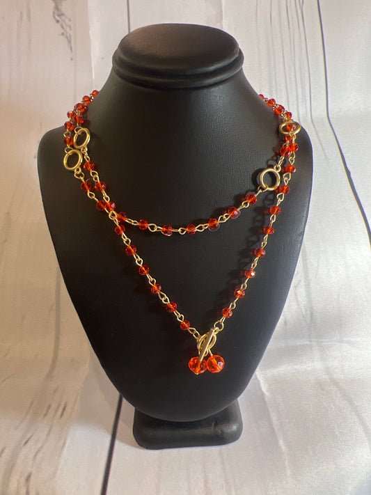 Orange beaded double wrap chain necklace | Seasons Jewelry