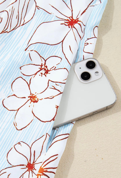 A13 Floral Print Spring Blue Dress