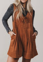 MLRP Cinnamon Color Pleated Loose Fit Styled Sleeveless Romper with Tie