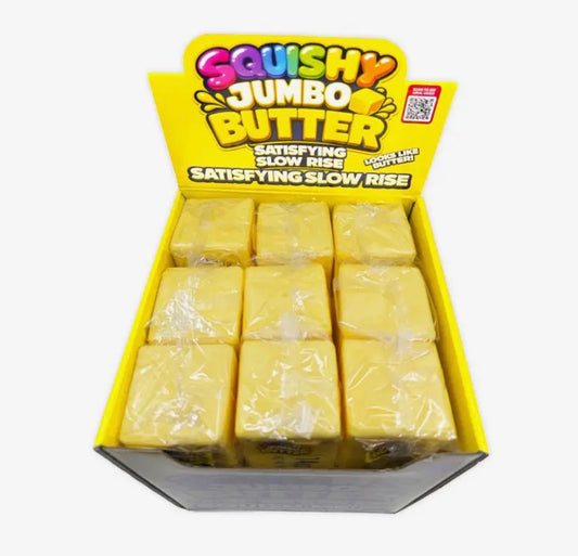 Ivy's Gifts & Boutique Toy7 Jumbo Slow Rise Squishy Butter Stick in yellow with a soft, squishy texture for stress relief.