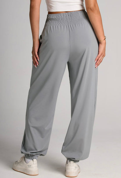 A14 Gray Jogger Pants with Wide Waistband - Ivy's Gifts & Boutique