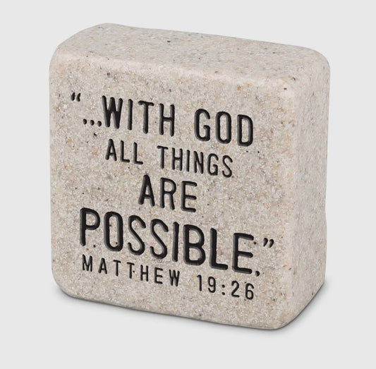 With God All Things Are Possible Scripture Stone