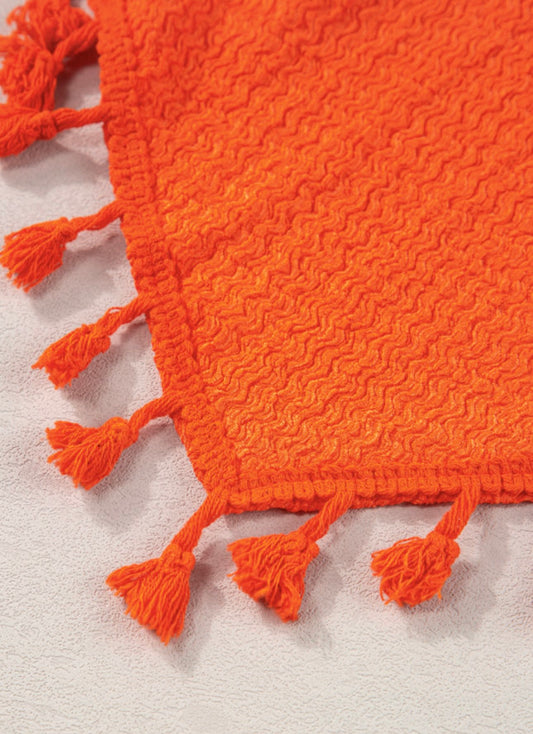 Orange Tassle Crop Tank Top