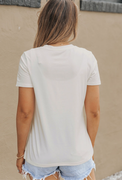White Multi-Color Lightening Bolt Tee