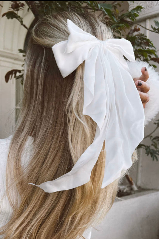 Hair Bow Clip In White, Black, or Animal Print