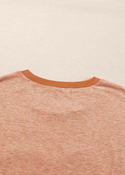 Orange Stud Heart Patch Textured Top