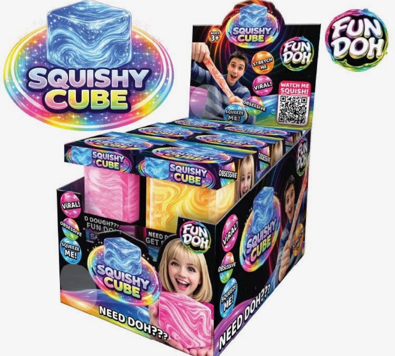 Colorful Toy8 Swirled Colored Squishy Cube by Ivy's Gifts & Boutique, featuring vibrant swirls and a soft, squeezable texture.